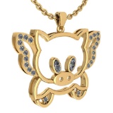 Certified 0.28 Ctw Diamond Chinese Century Year Of Pig 2019 Charms Necklace 18K Yellow Gold (VS/SI1)