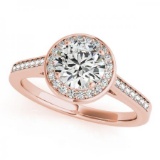 CERTIFIED 18K ROSE GOLD 1.18 CT G-H/VS-SI1 DIAMOND HALO ENGAGEMENT RING