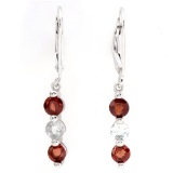 FOXY ! 1 1/4 CTW GARNET & 1/2 CTW AQUAMARINE .925 STERLING SILVER EARRINGS