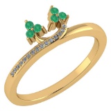 Certified 0.16 Ctw Emerald And Diamond 14k Yellow Gold Ring
