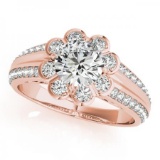 CERTIFIED 18K ROSE GOLD 1.18 CT G-H/VS-SI1 DIAMOND HALO ENGAGEMENT RING