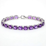 22.45 CT AMETHYST 925 STERLING SILVER TENNIS BRACELET IN OVAL SHAPE