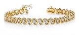 14K YELLOW GOLD 1 CTW G-H I1/I2 S LINK DIAMOND BRACELET