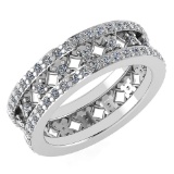 Certified 1.34 Ctw Diamond Engagement /Wedding 14K White Gold Promises Band
