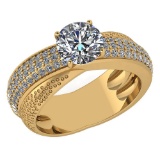 Certified 1.92 Ctw Diamond Engagement /Wedding 14K Yellow Gold Promise Ring
