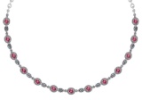 Certified 10.15 Ctw Pink Tourmaline And Diamond Necklace For Ladies 14K White Gold (SI2/I1)