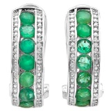 DAZZLING 1.692 CTW TW (16 PCS) GENUINE EMERALD & GENUINE DIAMOND PLATINUM OVER 0..925 STERLING SILVE