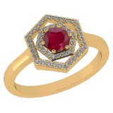 Certified 0.69 Ctw Ruby And Diamond 14k Yellow Gold Halo Ring G-H VSSI1