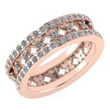Certified 1.34 Ctw Diamond Engagement /Wedding 14K Rose Gold Promises Band