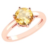 Certified 2.00Ctw Genuine Citrine 14k Rose Gold Halo Ring