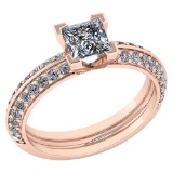 Certified 0.74 Ctw Diamond Wedding/Engagement Style 14k Rose Gold Halo Ring (SI2/I1)