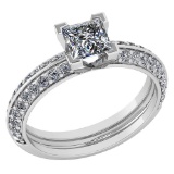 Certified 0.74 Ctw Diamond Wedding/Engagement Style 14k White Gold Halo Ring (SI2/I1)