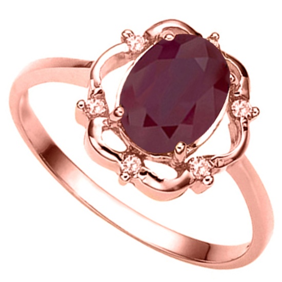 1.38 CT RUBY AND ACCENT DIAMOND 0.02 CT 10KT SOLID RED GOLD RING