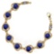Certified 3.80 Ctw Blue Sapphire And Diamond VS/SI1 Bracelet 14K Yellow Gold Made In USA