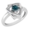 Certified 0.29 Ctw Treated Fancy Blue Diamond SI1/SI2 And Diamond Halo Ring 14k White Gold Made In U
