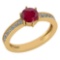 Certified 1.09 Ctw Ruby And Diamond VS/SI1 Halo Ring 14k Yellow Gold Made In USA