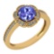 Certified 1.47 Ctw Tanzanite And Diamond VS/SI1 Engagement Halo Ring 14K Yellow Gold Made In USA