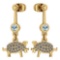 Certified 0.37 Ctw Aquamarine And Diamond VS/SI1 Chinese Century Year Of PIG 2019 Style Earrings14k