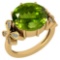 Certified 6.20 Ctw Peridot And Diamond VS/SI1 Ring 14K Yellow Gold Made In USA