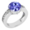 Certified 1.25 Ctw Tanzanite Solitaire Ring with Filigree Style 14K White Gold Made In USA