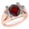 Certified 2.82 Ctw Garnet And Diamond VS/SI1 Halo Ring 14k Rose Gold Made In USA