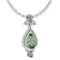 Certified 3.62 Ctw Green Amethyst And Diamond VS/SI1 Necklace 14K White Gold Made In USA
