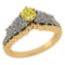 Certified 0.95 Ctw Treated Fancy Yellow Diamond SI1/SI2 And Diamond Halo Ring 14k Yellow Gold Made I