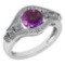Certified 1.80 Ctw Amethyst And Diamond VS/SI1 Ring 14K White Gold Made In USA