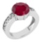 Certified 1.25 Ctw Ruby Solitaire Ring with Filigree Style 14K White Gold Made In USA