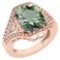 Certified 6.04 Ctw Green Amethyst And Diamond VS/SI1 Ring 14K Rose Gold Made In USA
