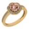 Certified 1.47 Ctw Morganite And Diamond VS/SI1 Engagement Halo Ring 14K Yellow Gold Made In USA