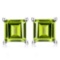 2.6 CTW PERIDOT 10K SOLID WHITE GOLD SQUARE SHAPE EARRING