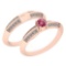 Certified 0.55 Ctw Pink Tourmaline And DiamondVS/SI1 2 Pcs Ring 14k Rose Gold Made In USA