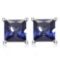 3.5 CTW LAB TANZANITE 10K SOLID WHITE GOLD SQUARE SHAPE EARRING