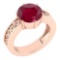 Certified 1.25 Ctw Ruby Solitaire Ring with Filigree Style 14K Rose Gold Made In USA