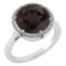 Certified 2.42 Ctw Smoky Quartz And Diamond VS/SI1 Halo Ring 14K White Gold Made In USA