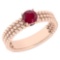 Certified 0.50 Ctw Ruby Solitaire 14K Rose Gold Promises Ring Made In USA