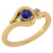 Certified 0.28 Ctw Blue Sapphire And Diamond VS/SI1 14K Yellow Gold Solitaire Ring