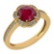 Certified 1.47 Ctw Ruby And Diamond VS/SI1 Engagement Halo Ring 14K Yellow Gold Made In USA