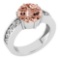 Certified 1.25 Ctw Morganite Solitaire Ring with Filigree Style 14K White Gold Made In USA