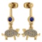Certified 0.37 Ctw Blue Sapphire And Diamond VS/SI1 Chinese Century Year Of PIG 2019 Style Earrings