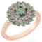 Certified 2.40 Ctw Green Amethyst And Diamond VS/SI1 Halo Ring 14k Rose Gold Made In USA