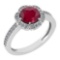 Certified 1.47 Ctw Ruby And Diamond VS/SI1 Engagement Halo Ring 14K White Gold Made In USA