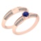 Certified 0.55 Ctw Blue Sapphire And DiamondVS/SI1 2 Pcs Ring 14k Rose Gold Made In USA