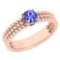 Certified 0.50 Ctw Tanzanite Solitaire 14K Rose Gold Promises Ring Made In USA