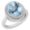 Certified 5.05 Ctw Blue Topaz 14K White Gold Solitaire Ring Made In USA