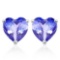 2.8 CTW LAB TANZANITE 10K SOLID WHITE GOLD HEART SHAPE EARRING