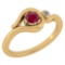 Certified 0.28 Ctw Ruby And Diamond VS/SI1 14K Yellow Gold Solitaire Ring
