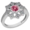 Certified 0.67 Ctw Pink Tourmaline And Diamond VS/SI1 Engagement Halo Ring 14K White Gold Made In US