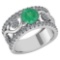 Certified 2.00 Ctw Emerald And Diamond VS/SI1 Wedding/ Engagement Style Halo Rings 14K White Gold